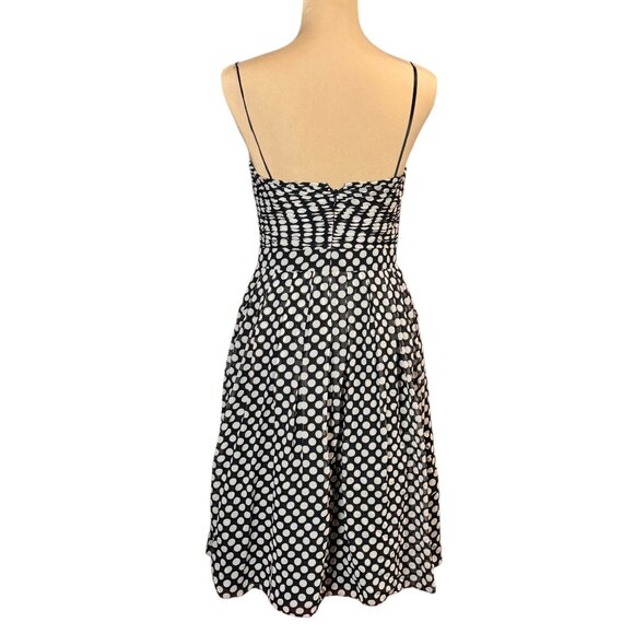 Aidan Mattox Polkadot Cocktail Dress Sz.6 Black Cream Silk Event Coquette - Picture 4 of 13